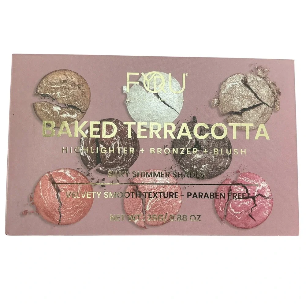 BFY Cosmetics Baked Terracotta Highlighter Bronzer Blush Palette Shimmer